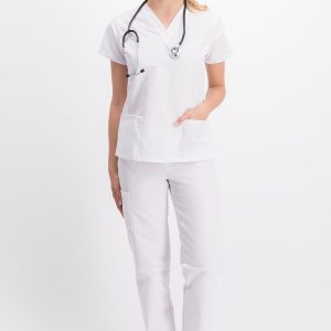 Pijama Quirúrgica Dama Modelo Blanco Básico